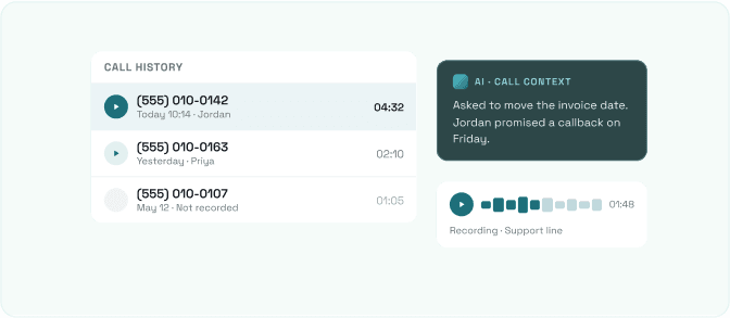 Call Recording and History